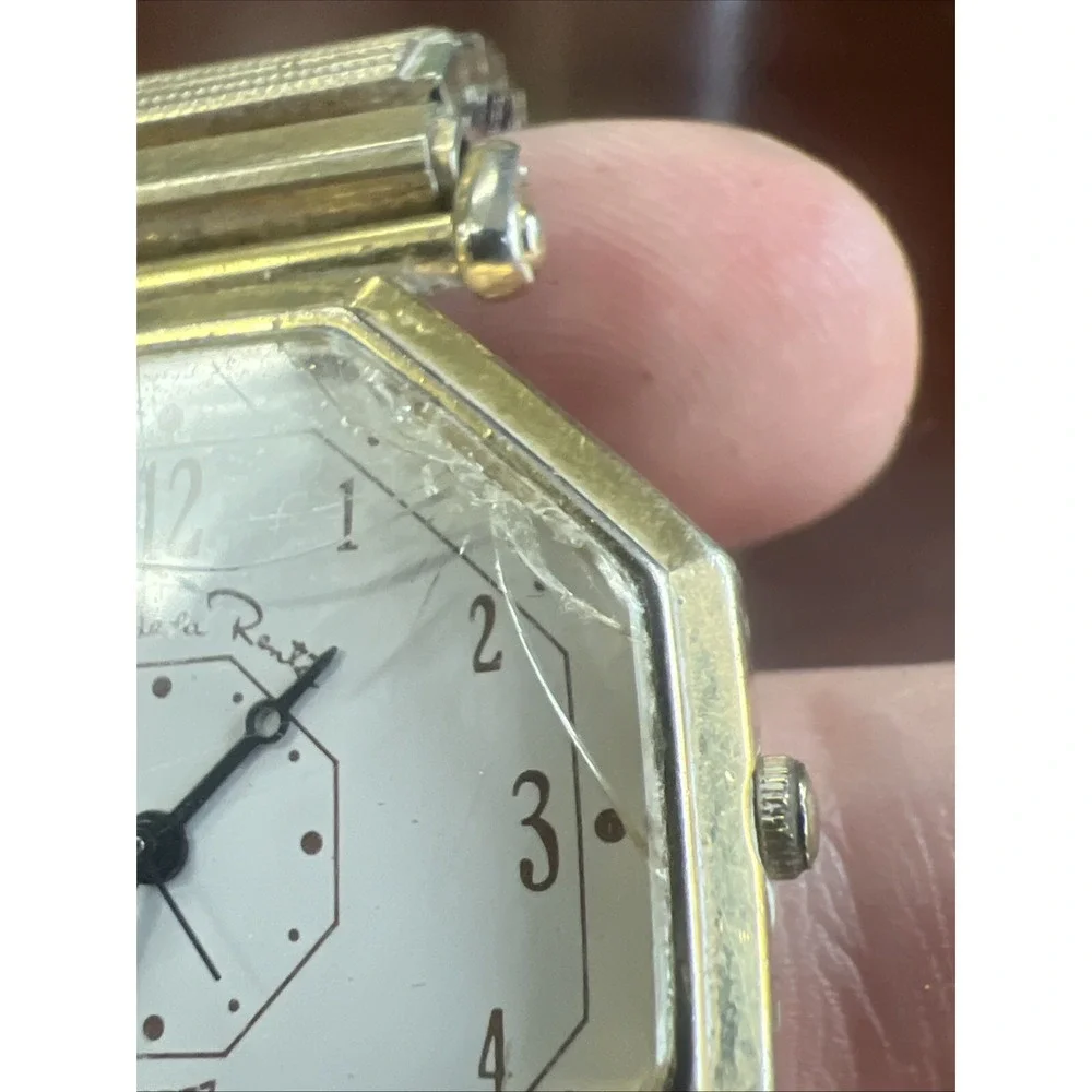 Vintage Oscar De La Renta Octagonal Watch Gold Tone-‎ Untested